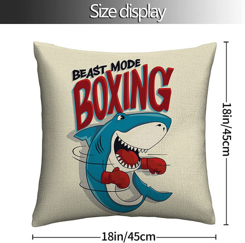 AOOPUC Cartoon Shark Throw Pillow Covers Set of 2 Outdoor Super Soft Breathable Fighter Shark for Kids Throw Pillow Cover Cotton Linen 18 X 18 Inches with Zipper for Living Room Bed Sofa Chair Couch