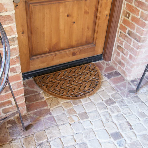 Rubber-Cal 10-100-510 Caspian Sea Outdoor Half Round Scraper Doormat, 18" x 30", Tan