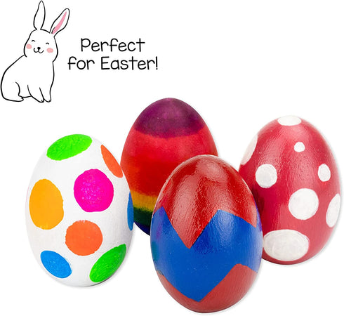 Hygloss Products Wooden Eggs - Unpainted Natural Wood Eggs Great For Easter Crafts - 1-3/4 x 2-1/2 Inches, 12 Pack