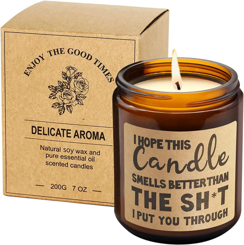 Aromaflare Scented Candles Best Friend Funny Gifts for Women Personalized Birthday Gift for Sisters Bestie Unique Christmas Presents for Female (Brown c)