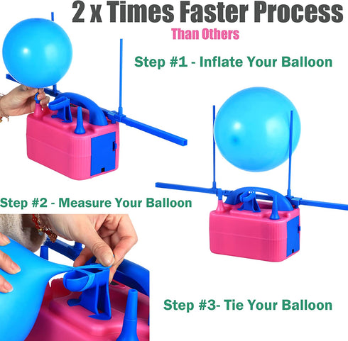 Party Zealot Electric Balloon Inflator Dual Nozzles with Balloon Sizer Air Pump US Standard Plug for Balloon Arch, Balloon Column Stand, and Balloon Decoration