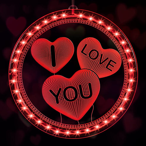 Wedding Decor Window Light, 8in Dia I Love You Sign Light Battery Operated, Lighted Valentines Decor with Hook and Stick-Glue for Wall Window Bedroom Anniversary Engagement Proposal Dating Party