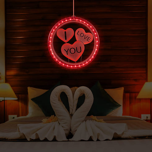 Wedding Decor Window Light, 8in Dia I Love You Sign Light Battery Operated, Lighted Valentines Decor with Hook and Stick-Glue for Wall Window Bedroom Anniversary Engagement Proposal Dating Party