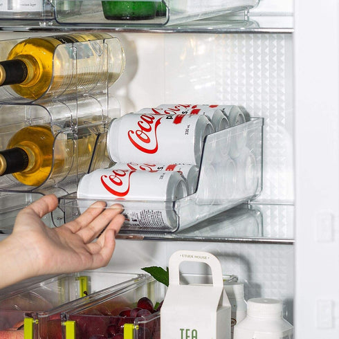 Soda Can Organizer for Refrigerator 2 Pack Can Organizer for Pantry, Freezer, Kitchen, Countertop, Cabinet -Clear Refrigerator Organizer Bins