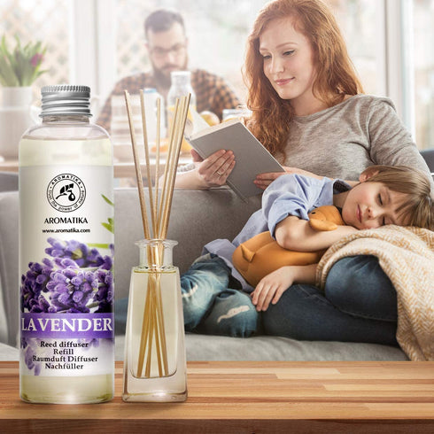 Lavender Reed Diffuser Refill 6.8 OZ - Lavanda Refill - Room Fragrance Diffuser w/Natural Essential Lavender Oil - Reed Diffuser Oil Refill for Spa - Aromatherapy - Home - Bath - Office - Restaurant
