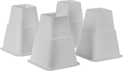 Home-it Adjustable Bed Risers or Furniture Riser Bed Lifts in Heights of 8, 5 or 3 Inches Heavy Duty Set of 4 Bed Riser (White)