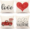 4TH Emotion Valentines Day Pillow Covers 18x18 Set of 4 Hello Valentine Spring Farmhouse Decor Red Love Truck Holiday Decorations Throw Cushion Case for Home Decorations TH076
