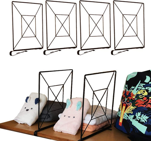 BUOOKCY Shelf Dividers, 4 Pack Closet Dividers Black Metal Purse Organizer Closet 13'' Tall Shelf Dividers for Closet Shelf Organizer