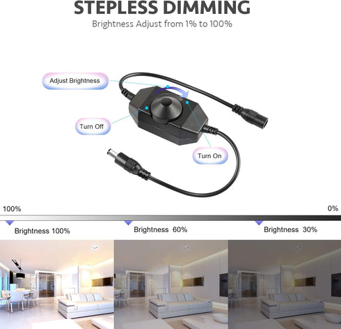Nexillumi 32.8ft 600 LEDs Cold Daylight White LED Strip Lights