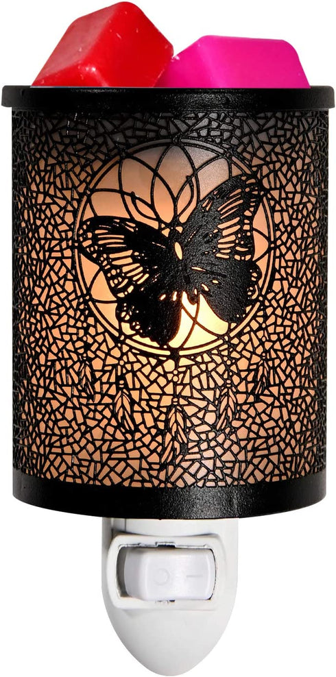 ASAWASA Metal Wall-Plug Wax Melt Warmer,Electric Wax Burner Melter Fragrance Warmer Night lamp,for Home Bedroom Kitchen Garage Gifts Décor Aromatherapy Spa 2.6"x2.6"x3.39"(Dream Butterfly)
