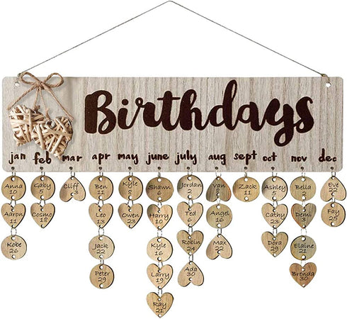XIYUEDHHYX Birthday Gift Ideas for Mother - Birthday Reminder Calendar Board Wall Hanging, Family Anniversary Calendar Plaque, Handmade Crafts for Home Decor