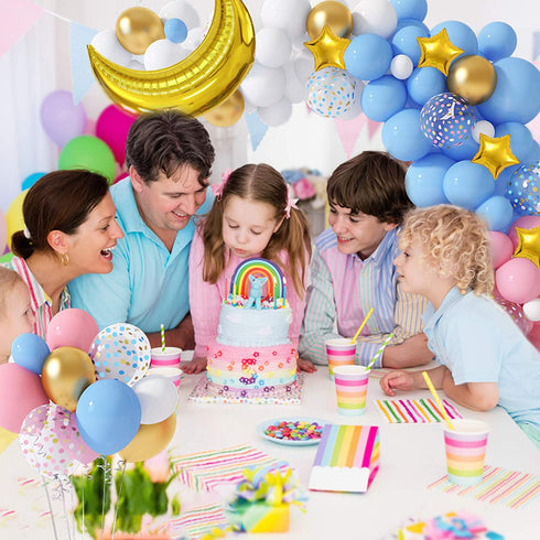 126Pcs Gender Reveal Party Supplies Pink and Blue Balloon Garland Arch Kit, Gold Foil Moon&Stars Confetti Pastel White Latex Balloons for Birthday Baby Shower Decorations Wedding Party Supplies