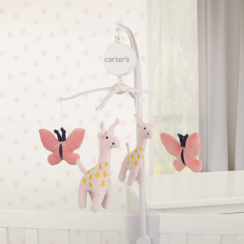 Carter's Pretty Pink Giraffes Coral Butterflies Musical Mobile, Coral, Pink