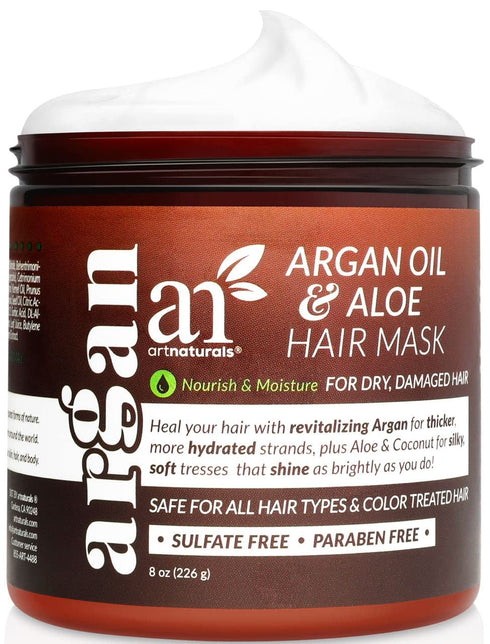 artnaturals Argan Hair Mask Conditioner - (8 Oz/226g) - Deep Conditioning Treatment - Organic Jojoba Oil, Aloe Vera & Keratin - Repair Dry, Damaged, Color Treated, Natural Hair Growth - Sulfate Free