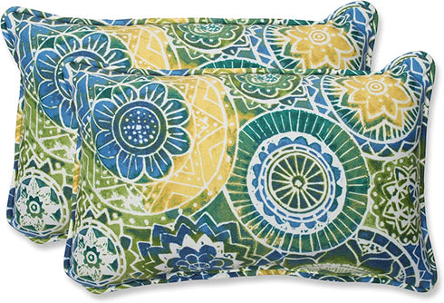 Pillow Perfect Rectangular Throw Pillow, Omnia Lagoon, Set of 2
