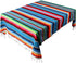 AerWo 59 x 84 Inch Mexican Tablecloth Mexican Serape Blanket for Mexican Party Wedding Cinco De Mayo Fiesta Decorations Outdoor Picnics Dining Table Cover, Large Square Cotton Fringe Table Cloth