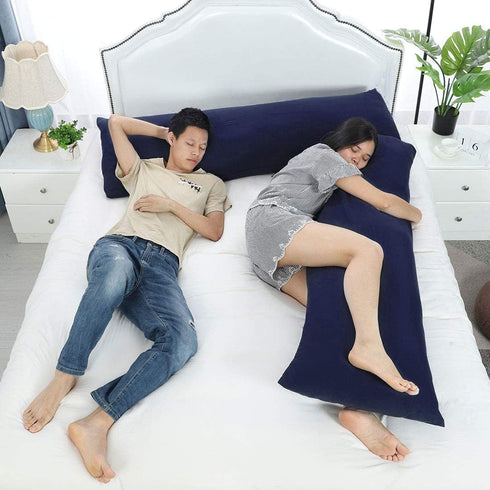 uxcell Set of 2 Body Pillow Cover, Soft Microfiber Pillow Cases Weave for 90 GSM Ployester, Full Pillowcases for Body Pillows Body(20"x48") Navy