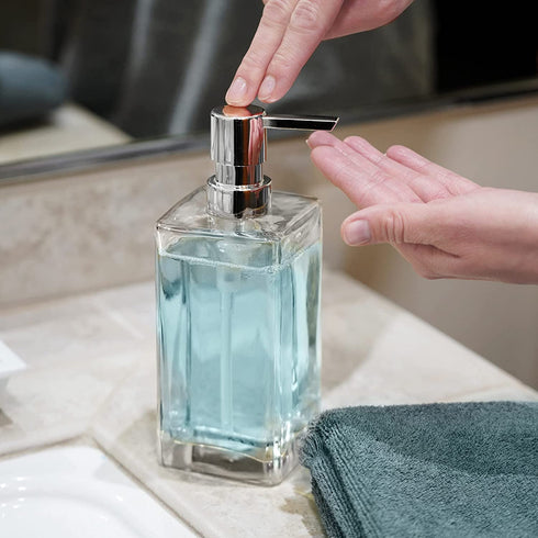 Oggi Soap & Lotion Dispenser, 13-Ounce, Clear, Chrome