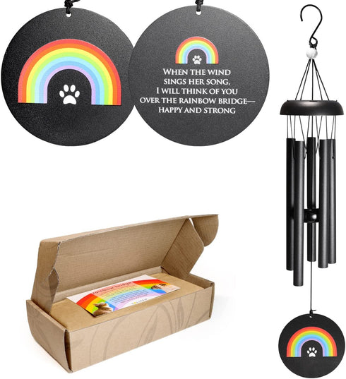 Solsken Home Pet Memorial Wind Chime 22” - Pet Memorial Gifts, Dog Sympathy Gifts, Pet Loss Gifts, Dog Memorial Gifts for Loss of Dog - Black