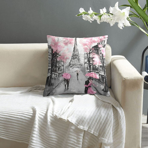 Eiffel Tower Throw Pillow Covers Square Cushion Couch Pillows Case for Bed Sofa Living Room Decorative 18" x18"