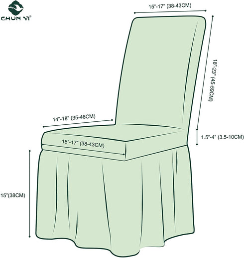 CHUN YI Stretchy Universal Easy Fitted Dining Chair Cover Slipcovers with Skirt, Removable Washable Furniture Chair for Kids Pets Home Ceremony Banquet Wedding Party(2Pcs,Dark Khaki)