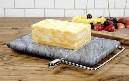 RSVP International Cheese Slicer Cut Cheese, Meats & Other Appetizers, 10.25x9.5x1", Gray Marble