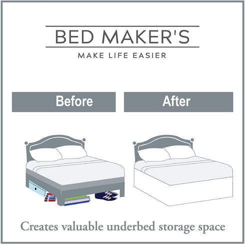 Levinsohn Bed Maker's Tailored Wrap-Around Bedskirt Never Lift Your Mattress Classic 14 Drop Length Pleated Styling, King, Black