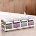 LOYUYU Seasoning Box, Seasoning Rack Spice Pots, 4 Piece Clear Acrylic Cruet, Storage Container Condiment Jars with Cover and Spoon 304 Steel Edge