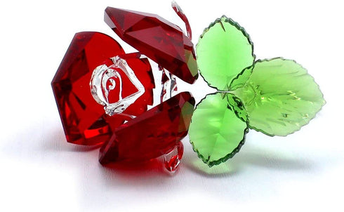 LZYUANHEN Crystal Rose Flower Paperweight Figurine Collectible Greeting Card - Anniversary Wedding Valentine's Day Gift Centerpiece Ornament Red Rose