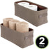 mDesign Soft Cotton Fabric Bathroom Storage with Attached Handles - Organizer for Towels, Toilet Paper Rolls - for Back of Toilet, Cabinets, and Vanities, 2 Pack - Espresso Brown