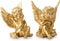 OwMell Set of 2 Gold Angels Resin Cherubs Statue Figurine, Indoor Outdoor Home Garden Decoration 4 Inch, Adorable Angel Sculpture Memorial Statue A Pair