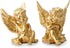 OwMell Set of 2 Gold Angels Resin Cherubs Statue Figurine, Indoor Outdoor Home Garden Decoration 4 Inch, Adorable Angel Sculpture Memorial Statue A Pair