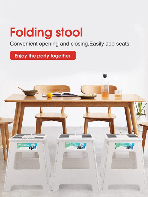 ACSTEP 16? Folding Step Stool for Adults 1-Pack, Adults Holds Up to 330 lbs . Compact Plastic Foldable Steping Stool Great for Kitchen ?Home (White)