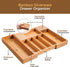 Kitchen Drawer Silverware Organizer - Expandable Bamboo Utensil Tray with Knife Block. Kitchen Silverware Holder or Expandable Drawer Organizer for any drawer, 17? Long, Adjustable from 13? - 22.5? Wide, 2? Deep