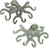 ChasBete Octopus Iron Wall Hooks for Hanging, Rustic Decorative Hooks/ Key Holder/ Coat Hooks/ Towel Hooks with 6 arms - Gold Green