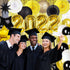 New Years Party Supplies, Graduation Party Decorations, Gold 2022 Balloons Latex Balloon Metallic Gold Fringe Curtain Paper Lanterns Paper Fans for Anniversary Grad New Years Eve Party (Black/Gold)