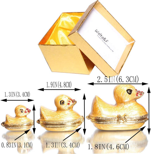 Waltz&F Three Generation Duck Jeweled Trinket Box Hinged Hand-Painted Ring Holder Home Decoration