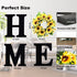 12 Inch Wood Home Letters with Sunflower Wreath for O, Wall Hanging Large Wooden Home Sign, Rustic Wall Decor for Living Room Kitchen Entryway, House Decorative Artificial Sunflower Wall Decoration