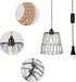 Farmhouse Black Plug in Metal Pendant Light - Industrial 15 Ft Hanging Lamp Kit Hemp Rope Light Cord Metal Cage Deformable Lampshade Lighting Fixtures with for Living Room Bedroom Loft DIY Decor
