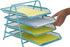 Mind Reader Desk Organizer with 4 Sliding Trays for Letters, Documents, Mail, Files, Paper, Turquoise