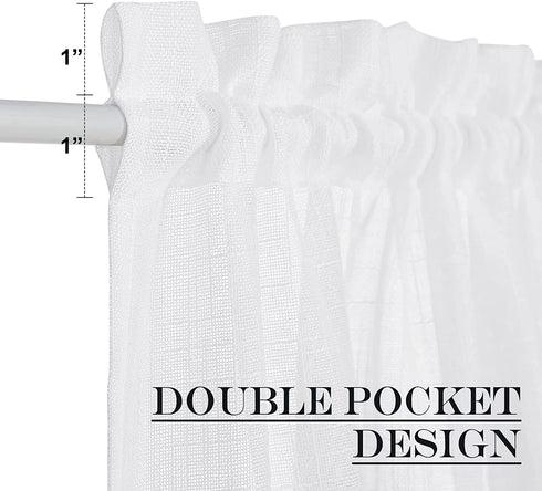 NICETOWN Front Door Sheer Curtain, Privacy Semitransparent Voile French Door Curtain with Top and Bottom Rod Pocket, Sheer Door Curtain, Tieback Included, W52 inches x L40 inches, 1 Panel, White