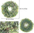 MHMJON Artificial Boxwood Wreath 18" Front Door Winter Wreath Outdoor Fake Greenery Wreath for Farmhouse Wall Window Home Office Wedding Party Decorations