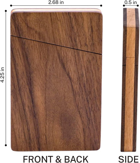 MaxGear Business Card Holder Wood Business Card Holders, Business Card Case Name Card Holder for Men Pocket Card Holder with Magnetic Closure, Walnut Beech