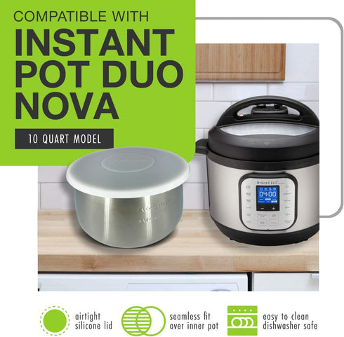Yumvio Silicone Inner Pot Lid 10 Qt - Extra-Large Cover for 10 Quart Instant Pot Duo Nova - Airtight & Leak-Proof - Dishwasher-Friendly, Zero-BPA, Food-Grade - Essential Kitchen Accessory