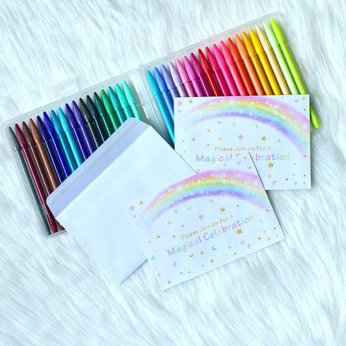 AMZTM Magical Unicorn Party Invitations with Envelopes for Kids Birthday Baby Shower Unicorn Party Supplies 20 Pieces of Fill-in Blank Invitation Card Kit