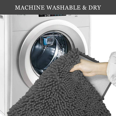 Luxury Chenille Bathroom Rug,20x32 inches,Extra Soft and Cozy, Non-Slip,Super Absorbent Water, Machine Wash Dry, Shaggy Chenille Bath Mats for Bathroom Bedroom,Charcoal
