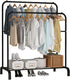 UDEAR Garment Rack Freestanding Hanger Double Pole Multi-Functional Bedroom Clothing Rack,Black