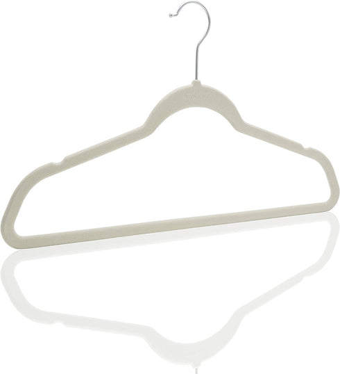 Brookstone BKH1126 Non-Slip, 360° Swivel Hook, Lightweight & Slim, Strong & Durable, Space Saving Design, Heavy Duty, Won™t Stain Fabric, 25 Pack Velvet Hangers/Ivory, 25 Count