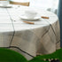 Round Tassel Plaid Tablecloth, Heavy Weight Cotton Linen Fabric Table Cover for Kitchen Dining Tabletop Decoration, Off White & Grey, 48" Round