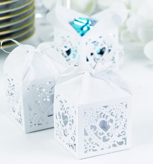 Hortense B. Hewitt Heart Die-Cut Favor Boxes, 2-Inch, White, 25 Count